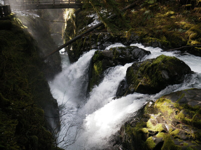 Waterfall in Forest — Green, Dramatic, Photograph, Rocks