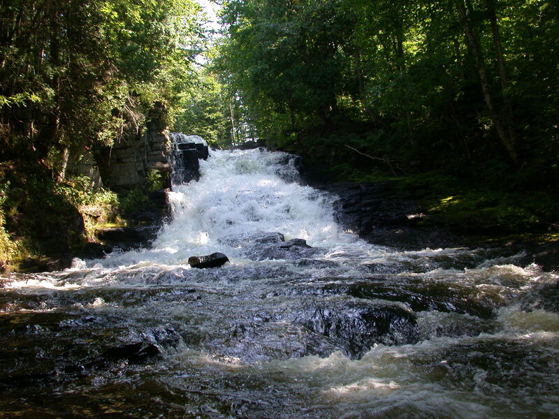 Waterfall in Forest — Green, Natural, Afternoon, Photograph, Trees, Rocks, River, White