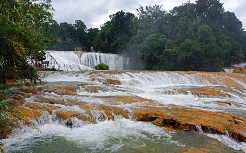 Waterfall in Forest — Green, Natural, Photograph, Trees, River