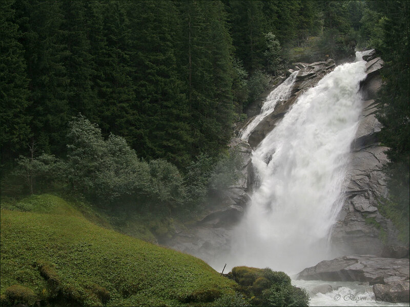 Waterfall in Forest — Green, Natural, Photograph, Trees, Rocks