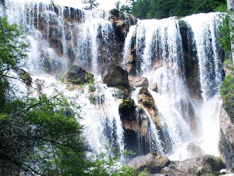 Waterfall in Forest — Green, Natural