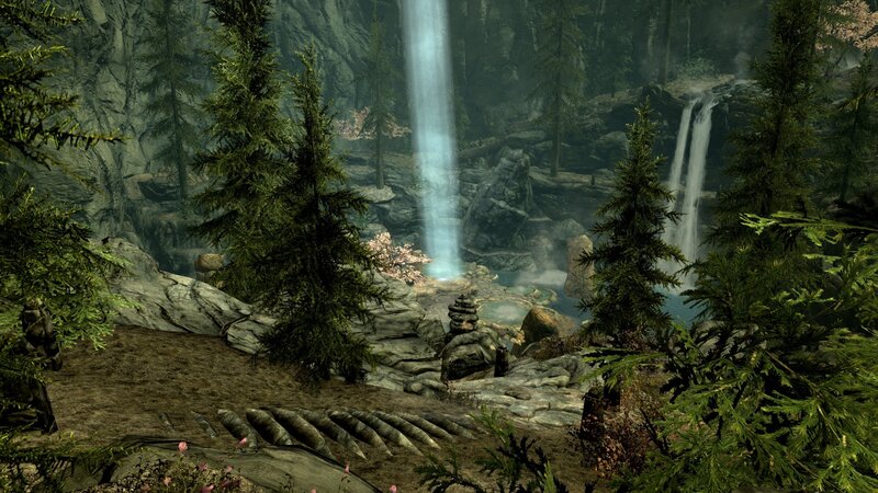 Waterfall in Forest — Green, Serene, 3d Render