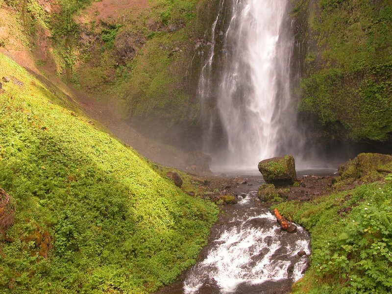 Waterfall in Forest — Green, Serene, Afternoon, Photograph, River, Rocks, Moss, White