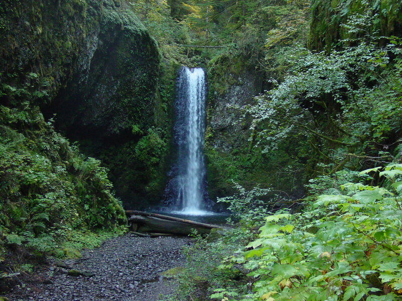 Waterfall in Forest — Green, Serene, Afternoon, Photograph, Trees, Rocks, River, Gray, White