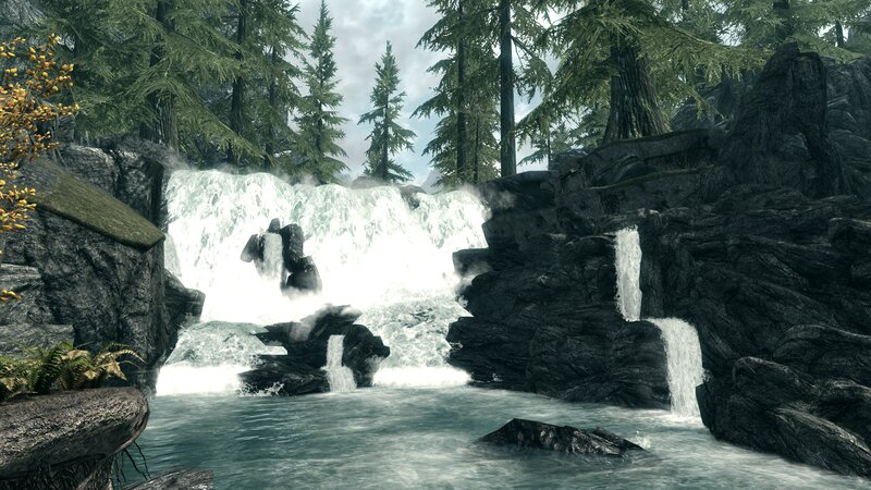 Waterfall in Forest — Green, Serene, Autumn, 3d Render