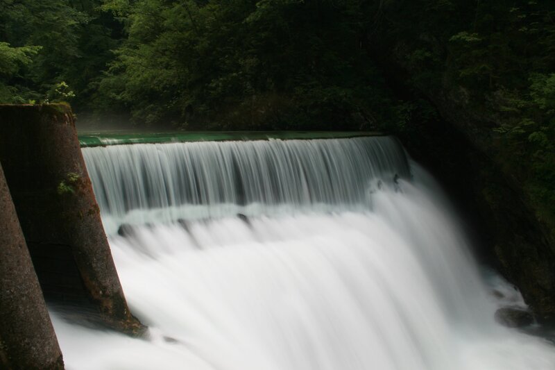 Waterfall in Forest — Green, Serene, Photograph, Dam