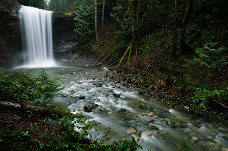 Waterfall in Forest — Green, Serene, Photograph, River, Trees, Rocks