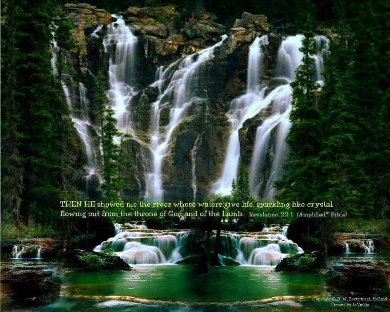 Waterfall in Forest — Green, Serene, Photograph, Trees, River