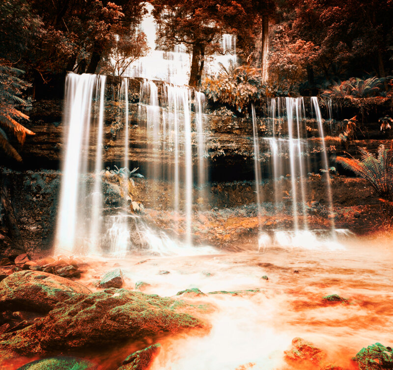 Waterfall in Forest — Orange