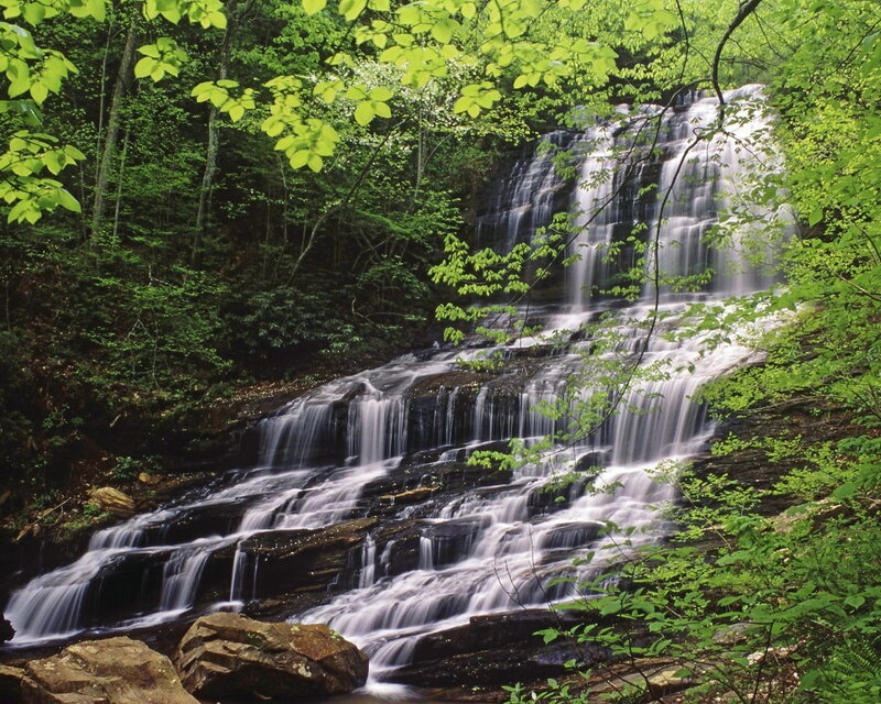 Waterfall in Forest — Spring, Photograph
