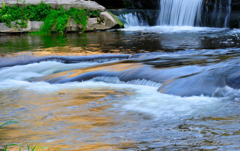 Waterfall in Forest Stream — Blue