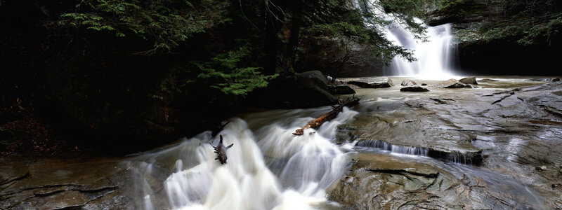 Waterfall in Forest — Stream, Brown