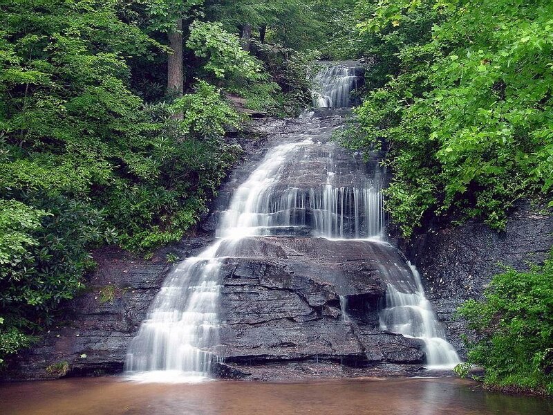 Waterfall in Forest — Summer, Rocks