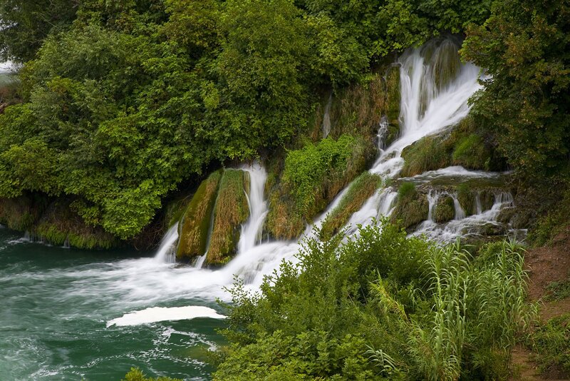 Waterfall in Forest — White, Blue