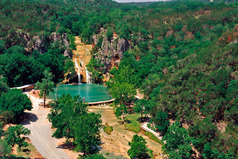 Waterfall in Forested Canyon — Green, Serene, Afternoon, Photograph, Trees, Pool