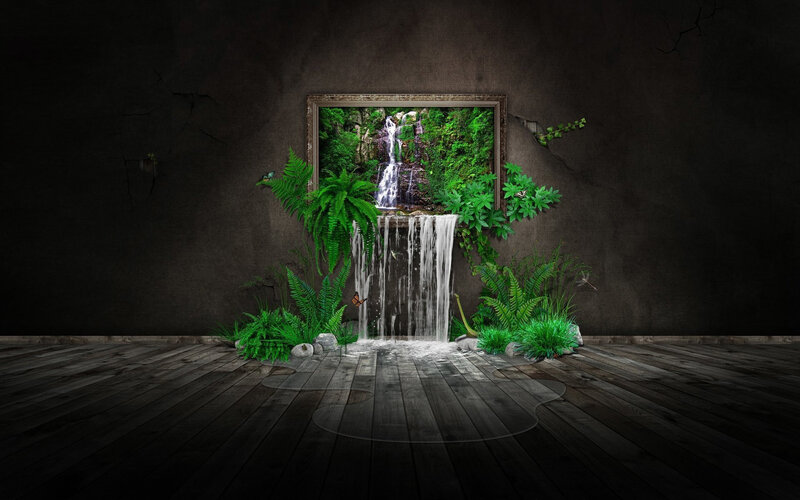 Waterfall in Framed Picture