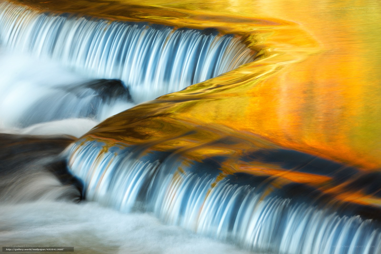 Waterfall in golden light
