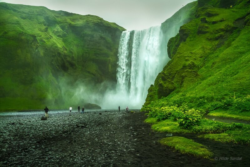 Waterfall in Green Canyon — Dramatic, Photograph, People
