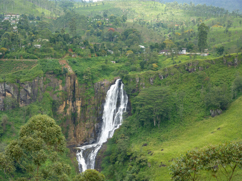 Waterfall in Green Hills — Serene