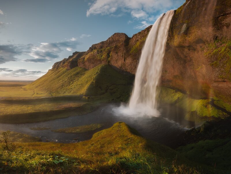 Waterfall in Green Valley — Serene, Afternoon, Photograph, Mountain