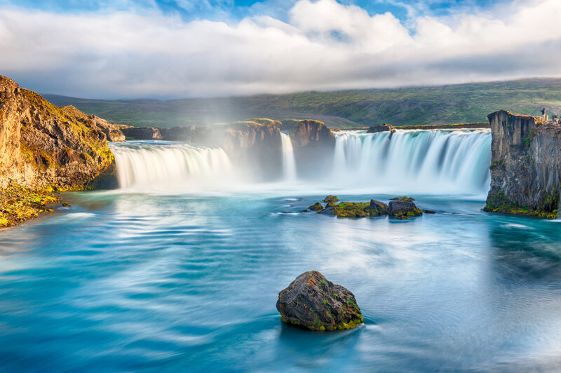 Waterfall in Iceland — Blue, Serene