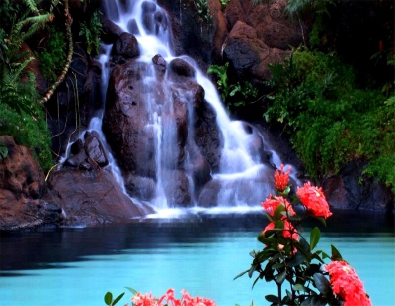 Waterfall in Jungle — Blue