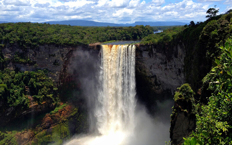 Waterfall in Jungle — Green, Dramatic, Afternoon, Photograph, Cliffs