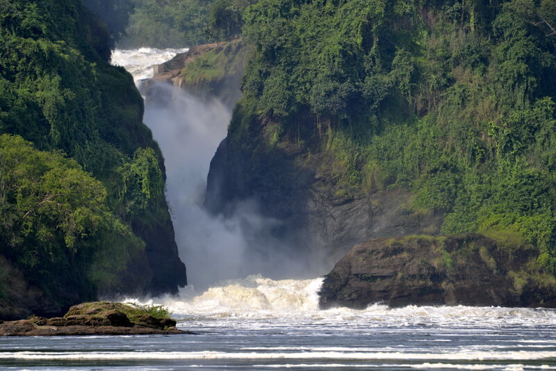 Waterfall in Jungle — Green, Dramatic, Afternoon, Photograph, River, Cliffs