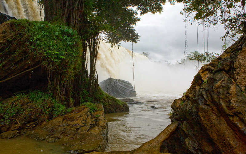 Waterfall in Jungle — Green, Dramatic, Photograph, Trees