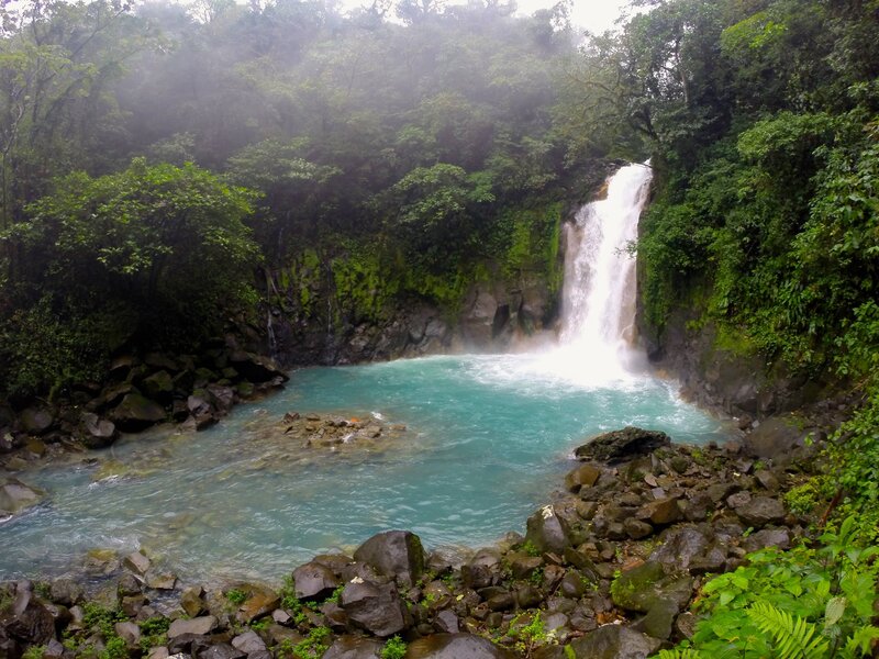 Waterfall in Jungle — Green, Misty, Photograph
