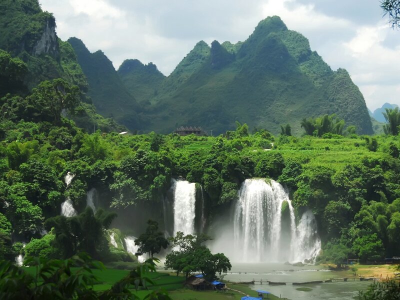 Waterfall in Jungle — Green, Serene, Afternoon, Photograph, Mountains