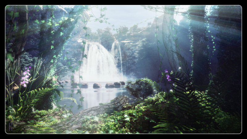 Waterfall in Jungle — Green, Serene, Morning