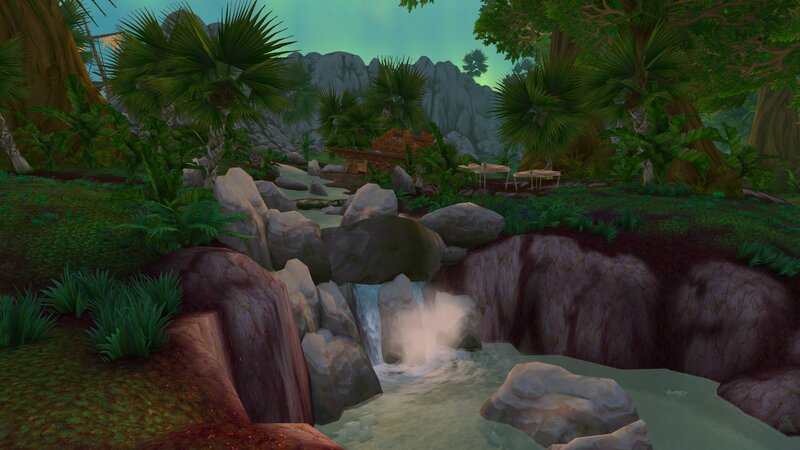 Waterfall in Jungle — Green, Serene, Night, 3d Render