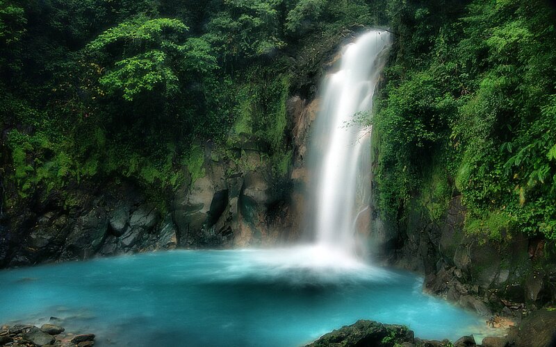 Waterfall in Jungle — Green, Serene, Photograph, Pool, Rocks
