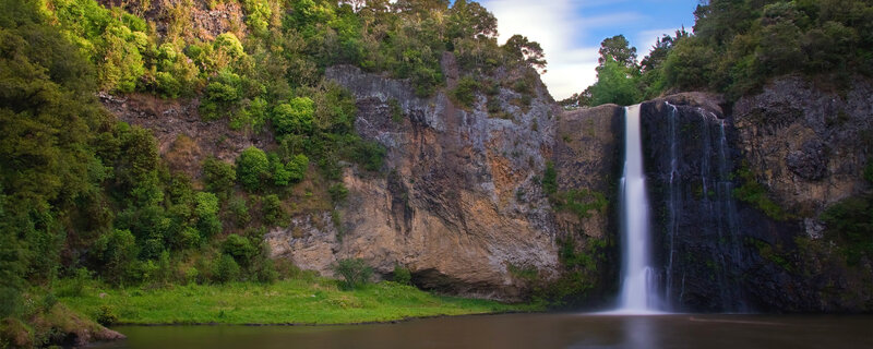Waterfall in lush forest