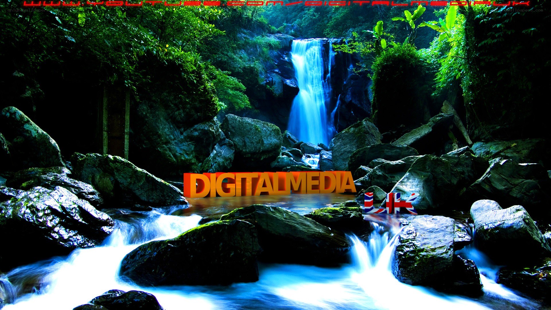 Waterfall in lush forest