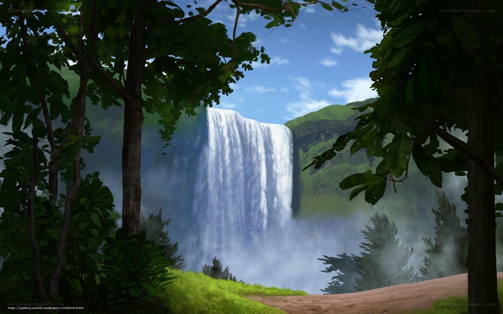Waterfall in lush forest