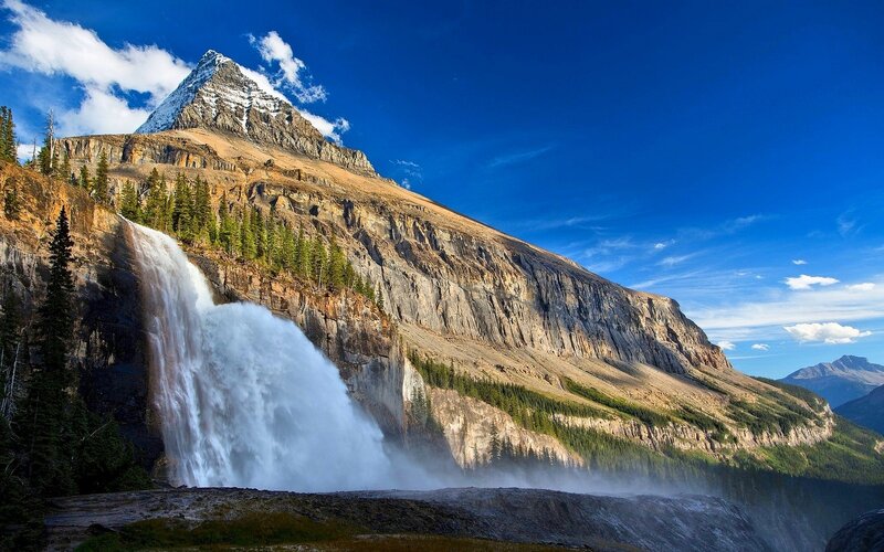 Waterfall in Mountain — Blue, Dramatic