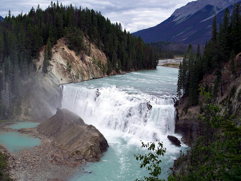 Waterfall in Mountain Canyon — Blue, Dramatic, Afternoon
