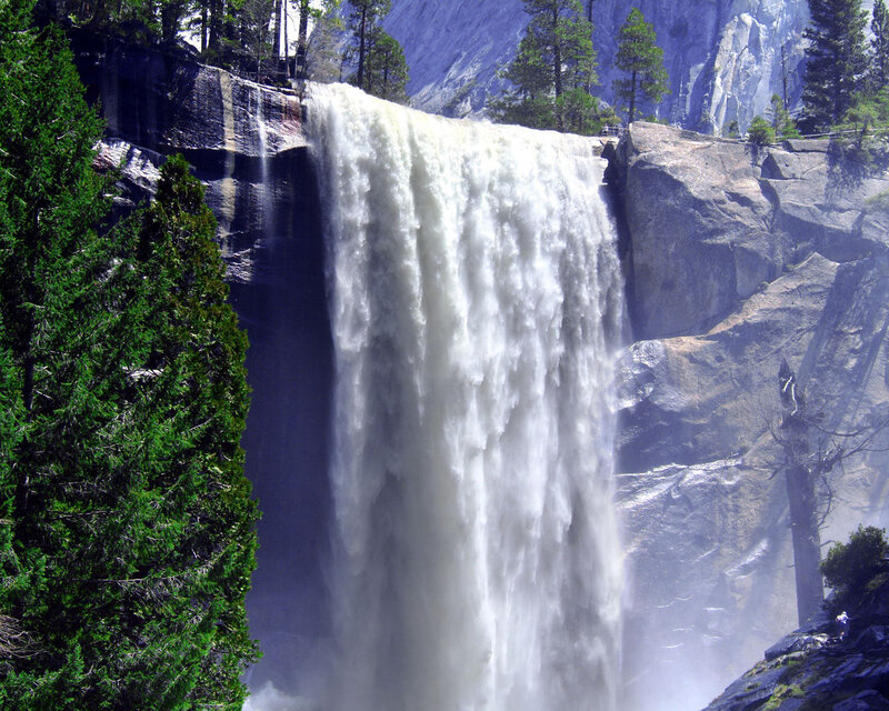 Waterfall in Mountain Canyon — Green, Dramatic