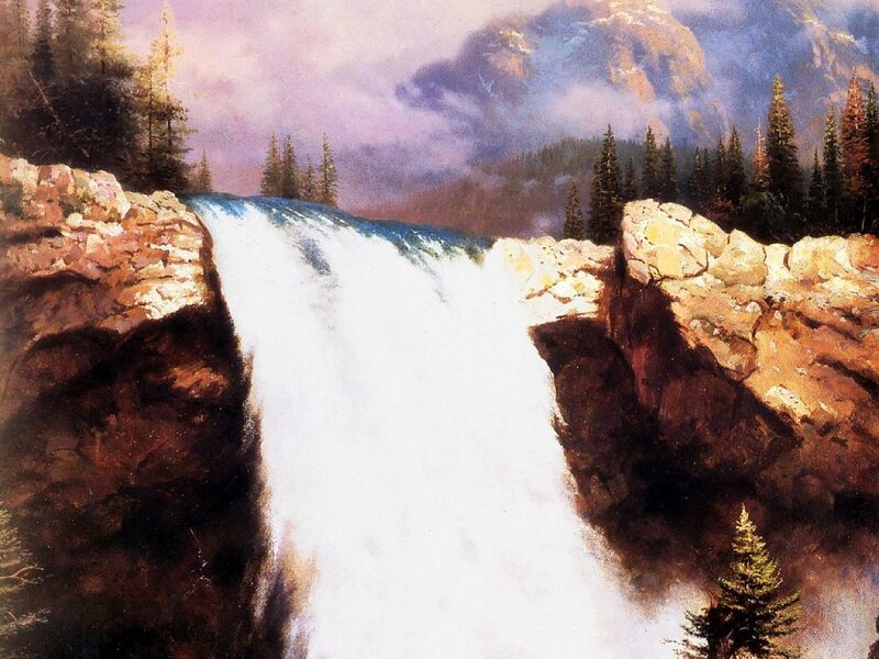 Waterfall in Mountain Canyon — White