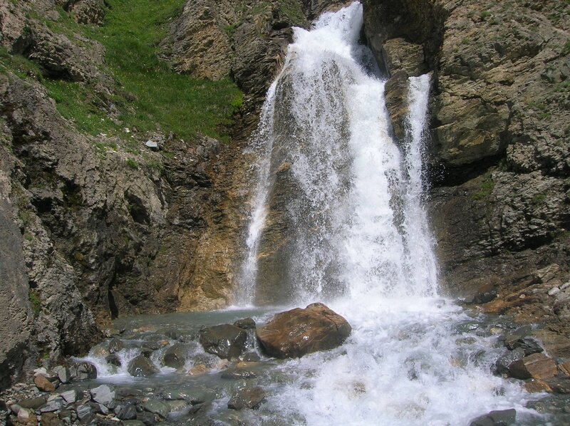 Waterfall in Mountain Gorge — Brown, Natural