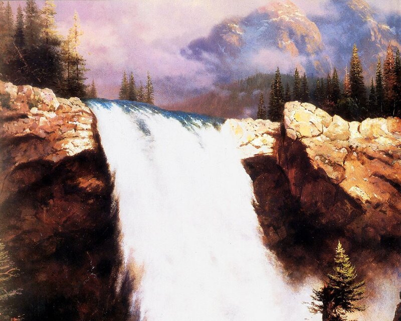 Waterfall in mountain landscape