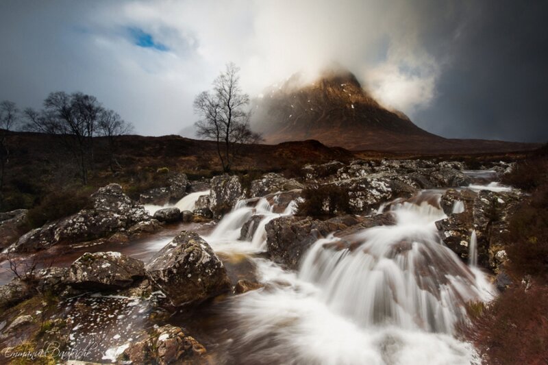 Waterfall in Mountain Landscape — Brown