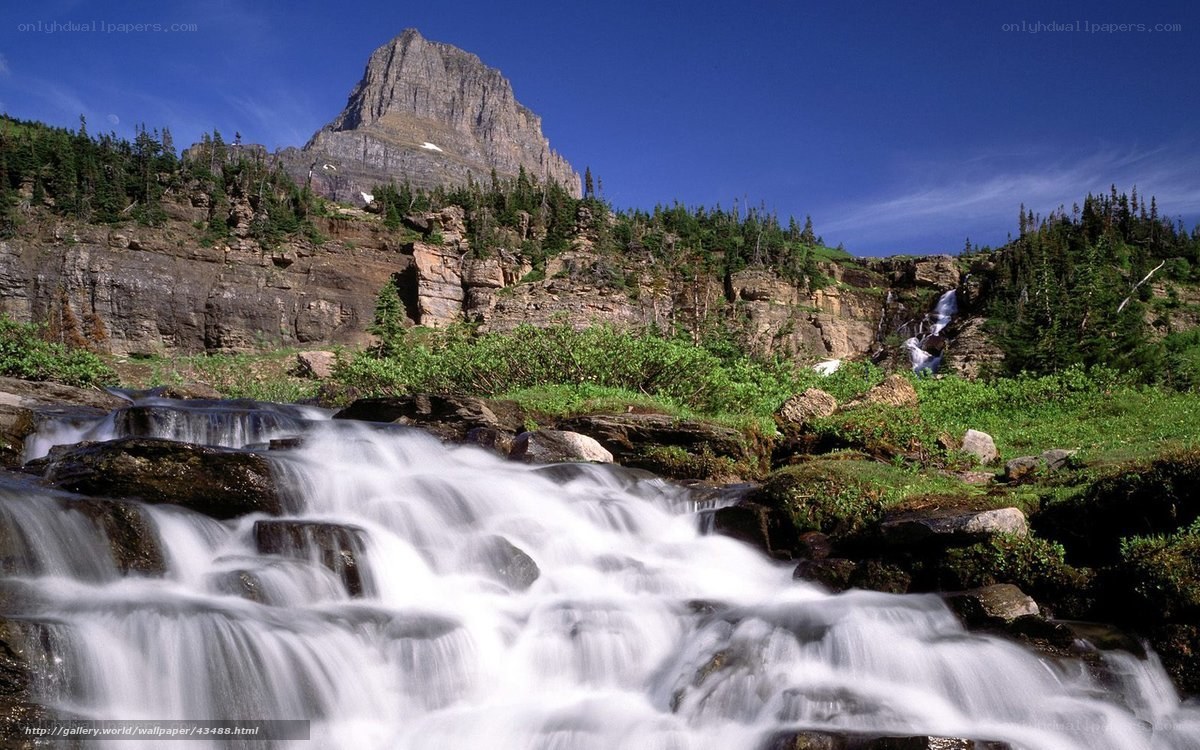 Waterfall in mountain landscape