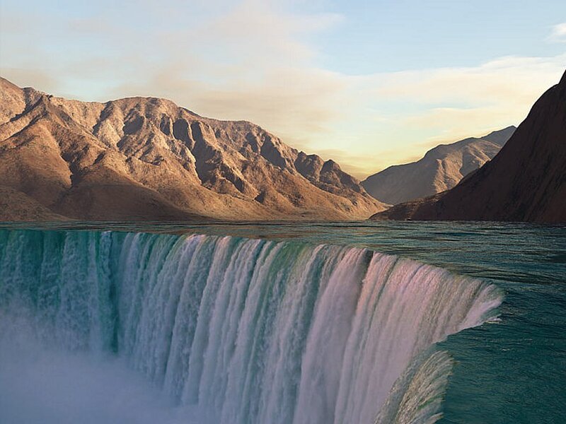 Waterfall in mountain valley
