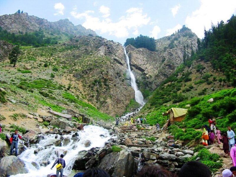 Waterfall in Mountain Valley — Green, Natural