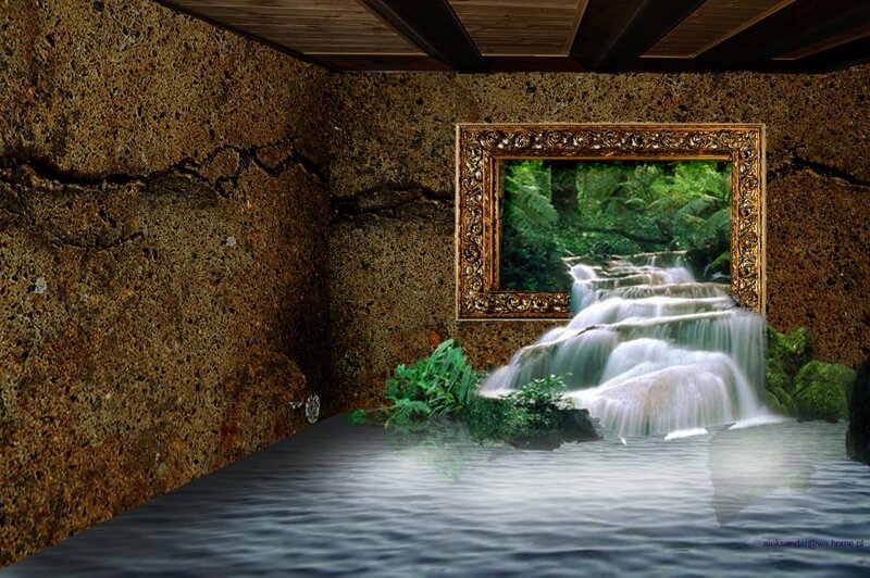 Waterfall in Ornate Frame