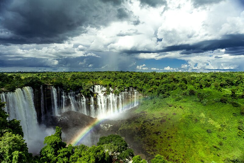 Waterfall in Rainforest — Green, Dramatic, Afternoon