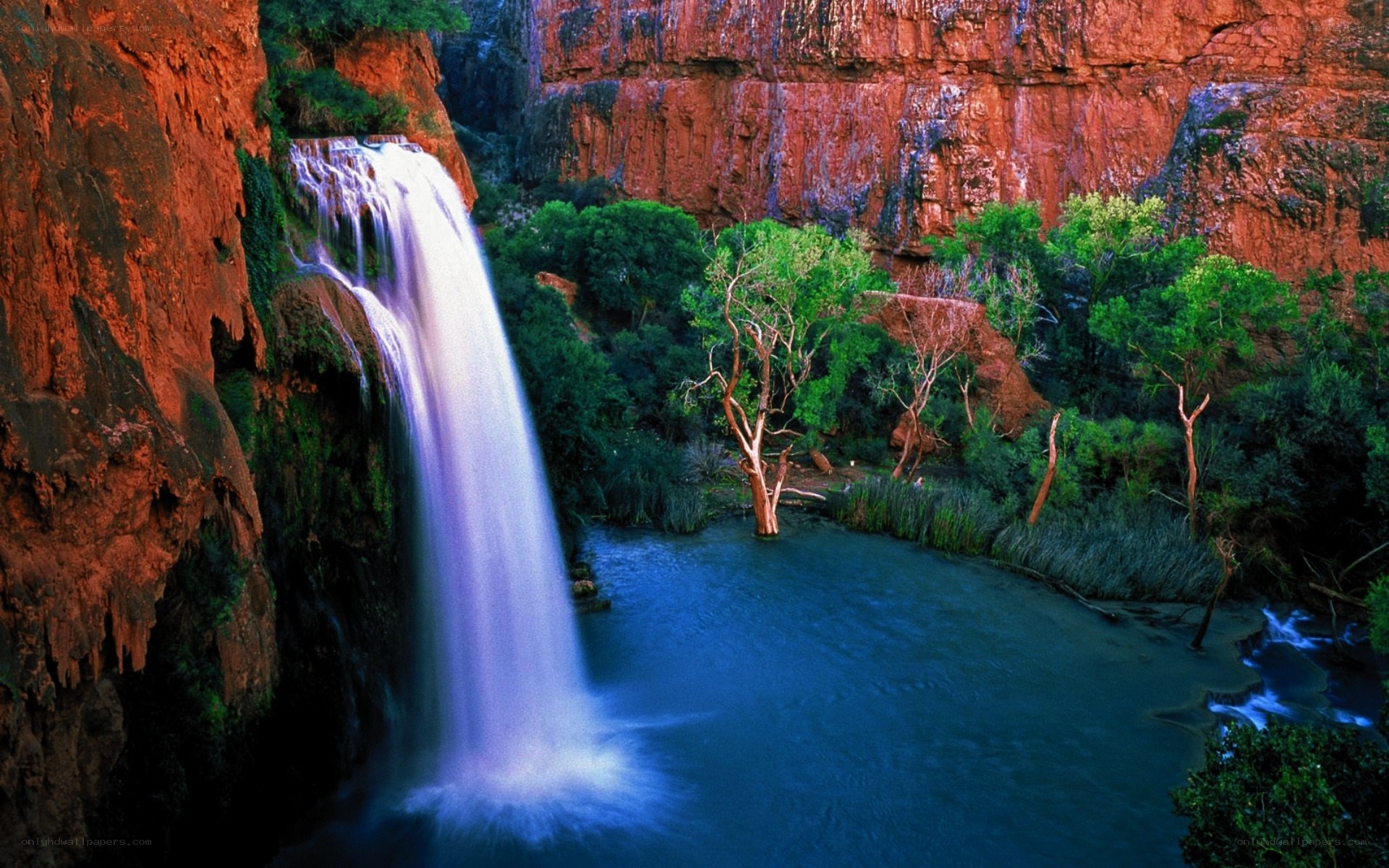 Waterfall in red canyon